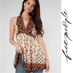 Free People Babydoll Sleeveless Printed Top - Size S